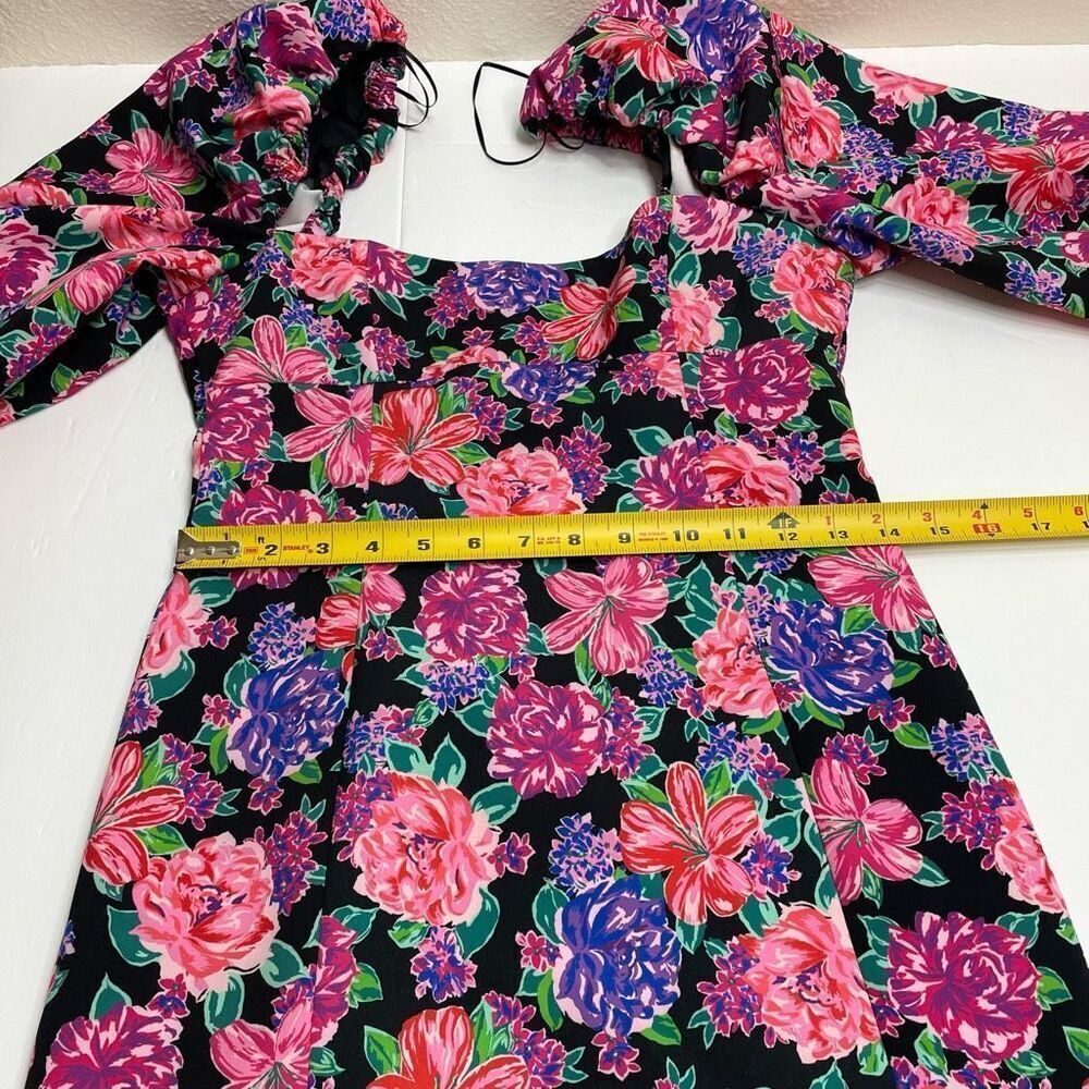 Zara Puff Sleeve Long Sleeve Floral Mini Dress Size Small - Picture 7 of 11